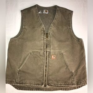 Carhartt Men's XL Brown Sherpa Lined Duck Canvas Vest